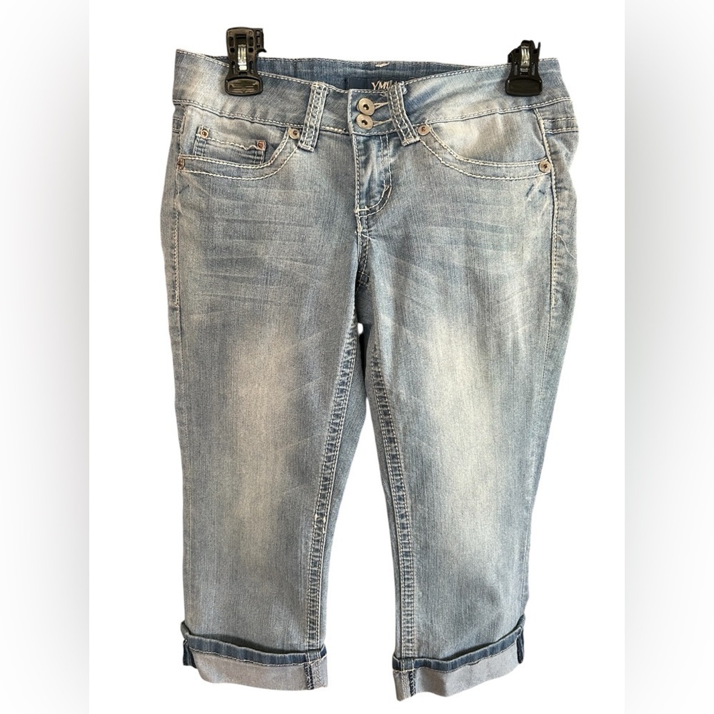 YMI Light Wash Denim Capri Jeans Cuffed Cropped Y2K 2010s Nostalgia Size 30